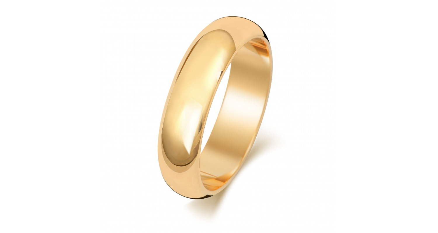 9ct Yellow Gold D Shape 5mm Heavyweight Band